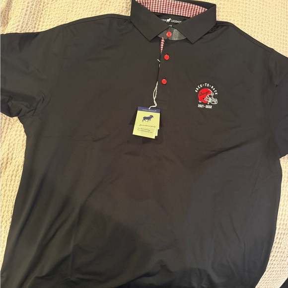 NWT Georgia Dawgs Horn Legend Black Polo Shirt with Red Houndstooth Detailing - Picture 2 of 3